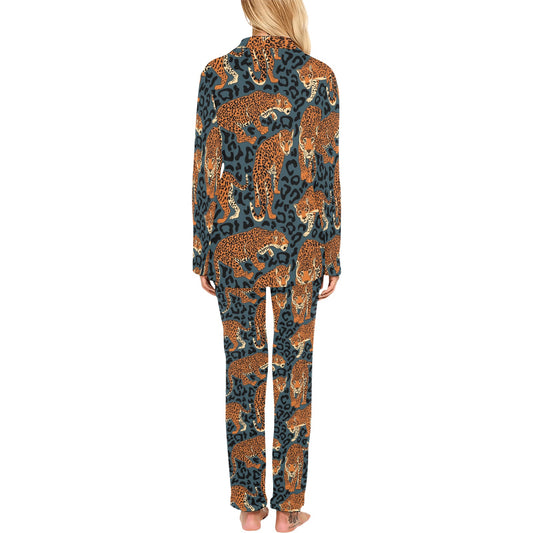 Jaguar Pattern Print Design 04 Women's Long Pajama Set