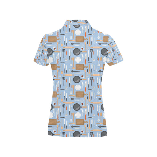 Cooking Kitchen Tools Pattern Print Design 02 Women's Polo Shirt
