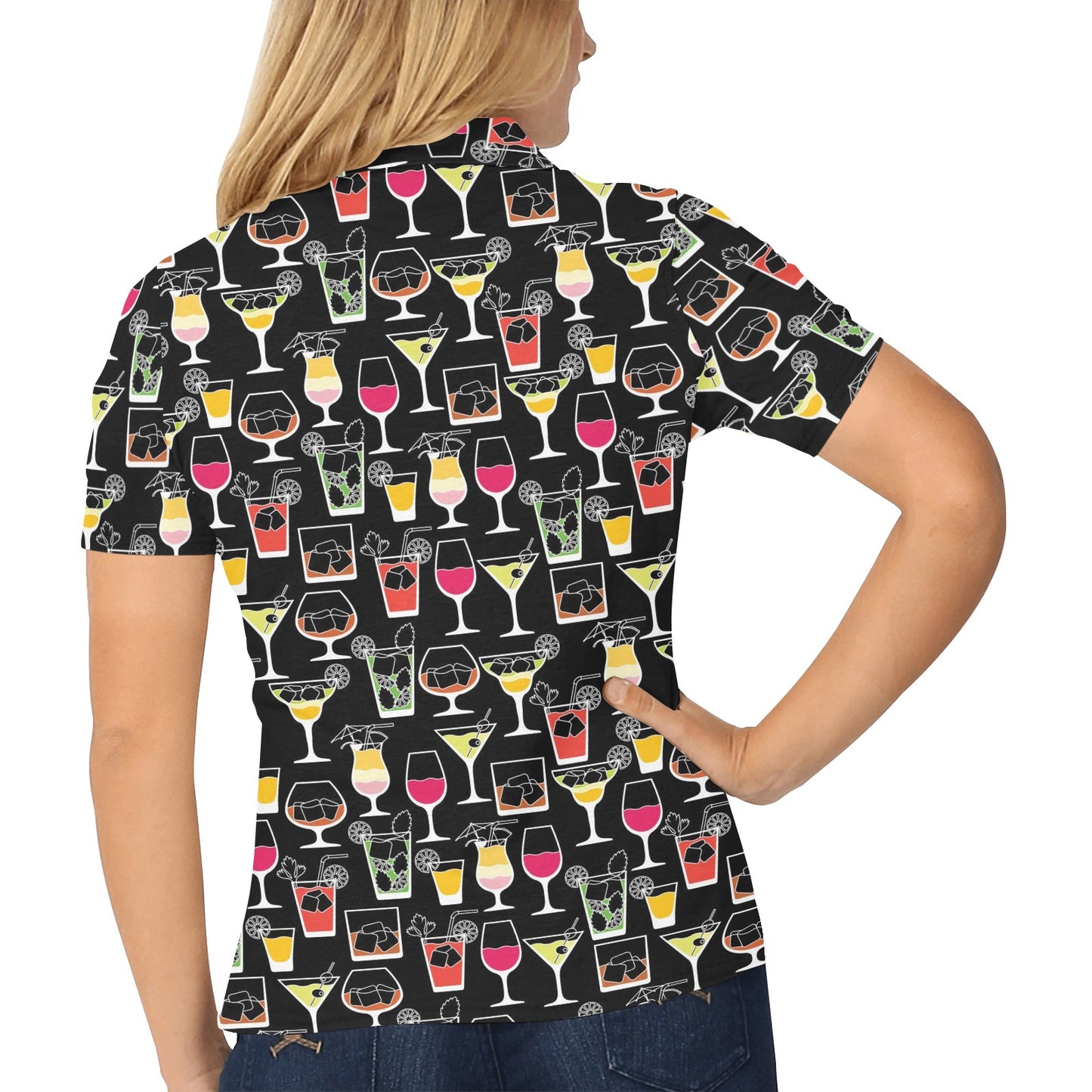Cocktail Pattern Print Design 01 Women's Polo Shirt