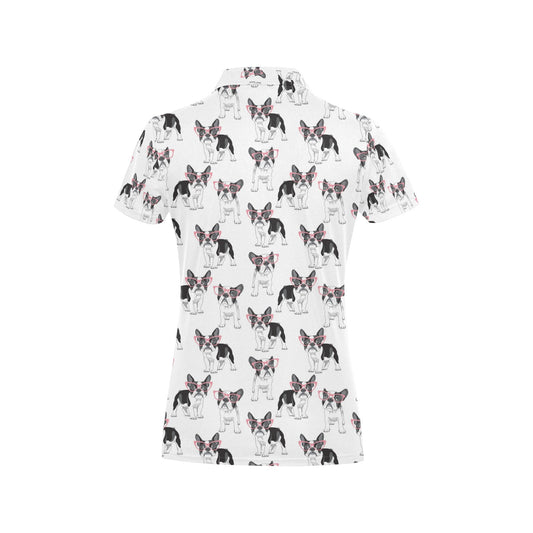 Boston Terrier Pattern Print Design 03 Women's Polo Shirt