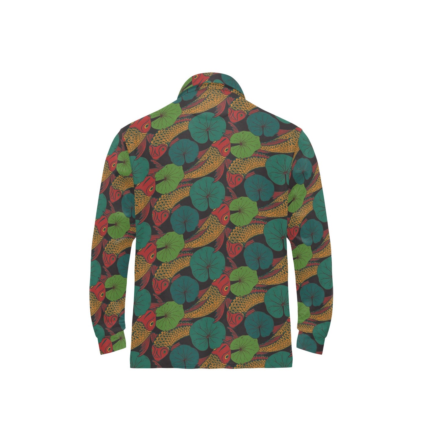 KOI Fish Pattern Print Design 01 Long Sleeve Polo Shirt For Men's