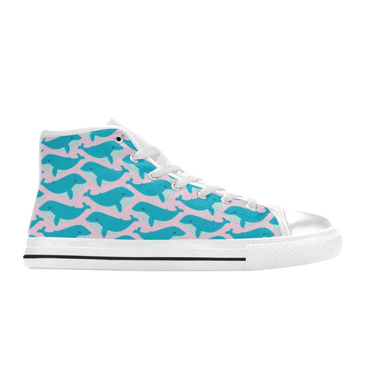 Whale Print Design LKS302 Men's High Top Canvas Shoes