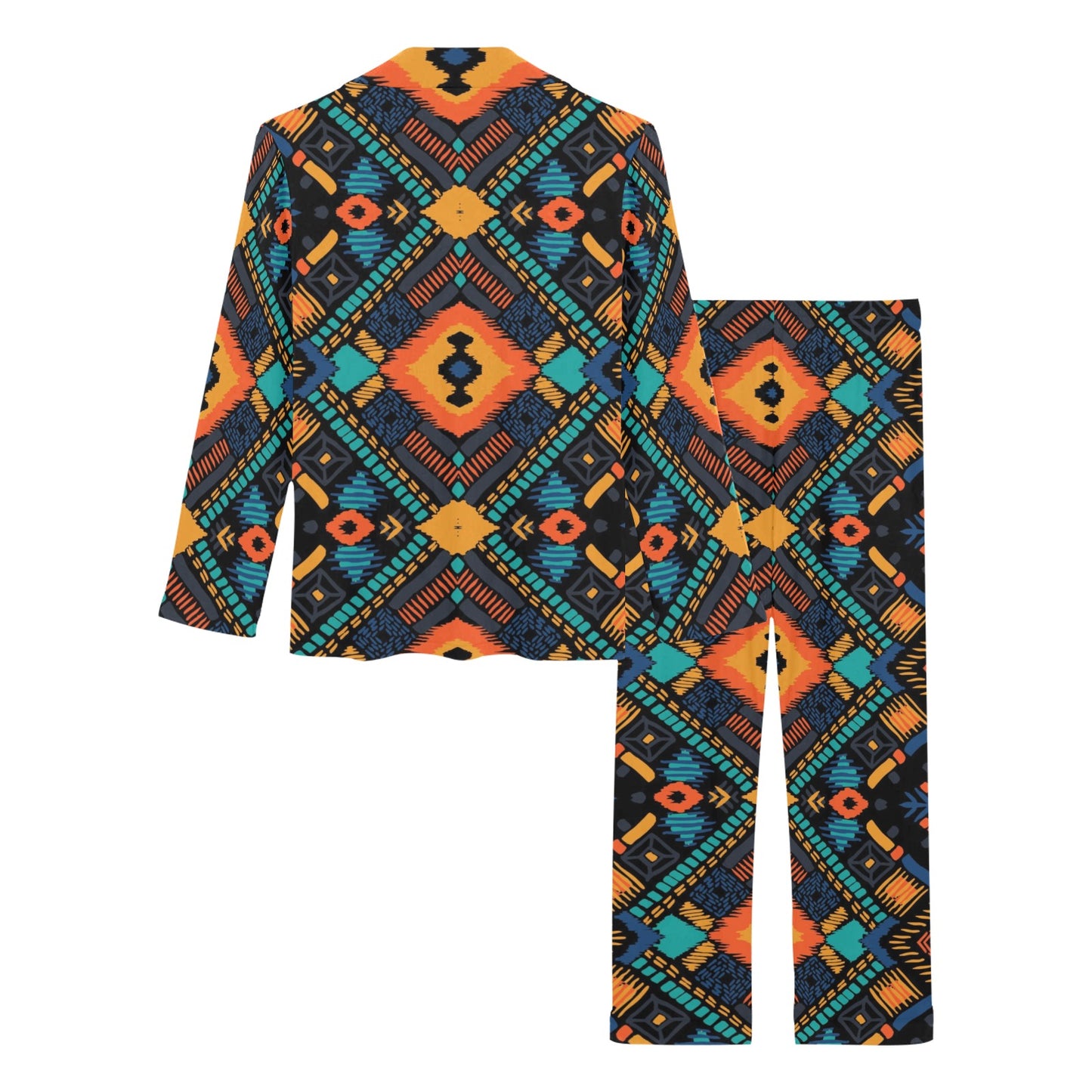 Kente Pattern Print Design 04 Women's Long Pajama Set