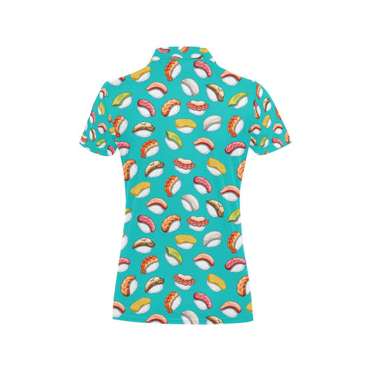 Sushi Themed Print Women's Polo Shirt