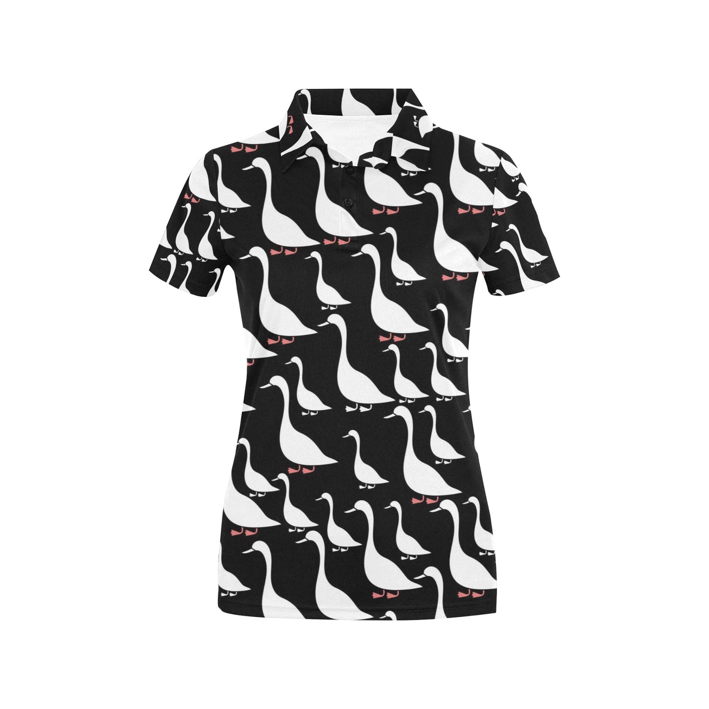 Goose Pattern Print Design 01 Women's Polo Shirt