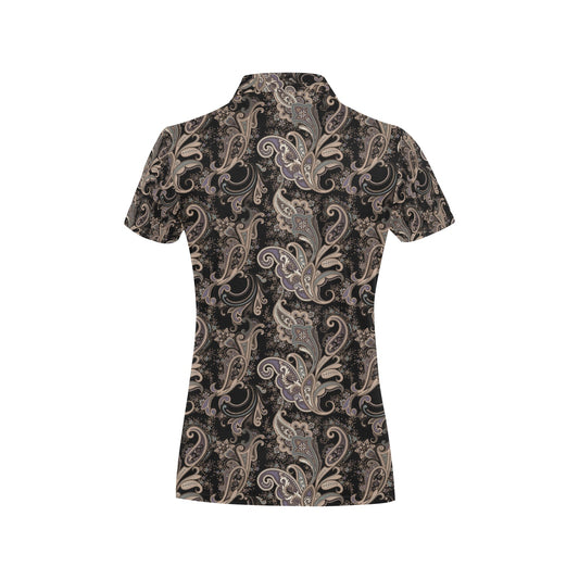 Paisley Mandala Design Print Women's Polo Shirt