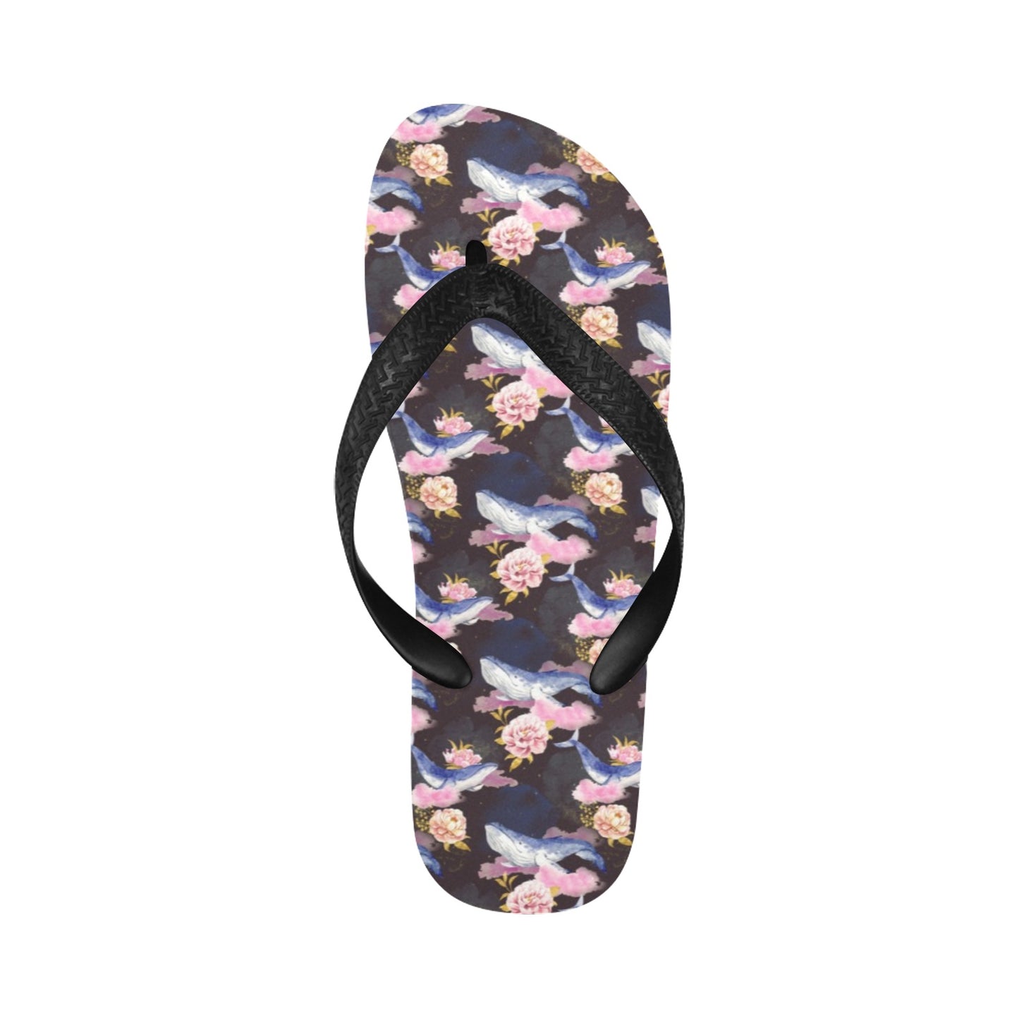 Blue Whale Print Design LKS401 Flip Flops