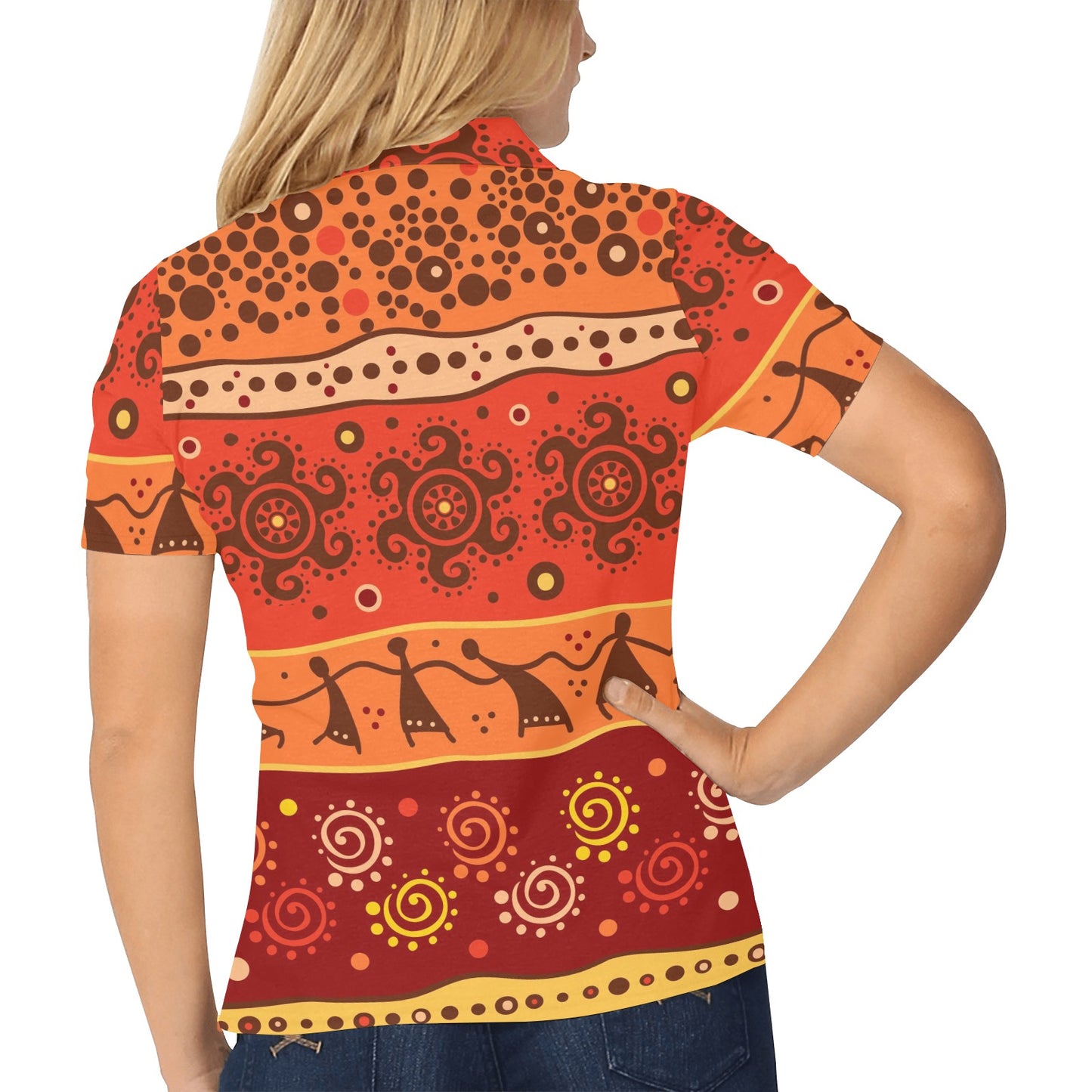 African Pattern Print Design 04 Women's Polo Shirt