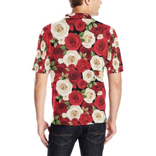 Rose Pattern Print Design RO06 Men Polo Shirt