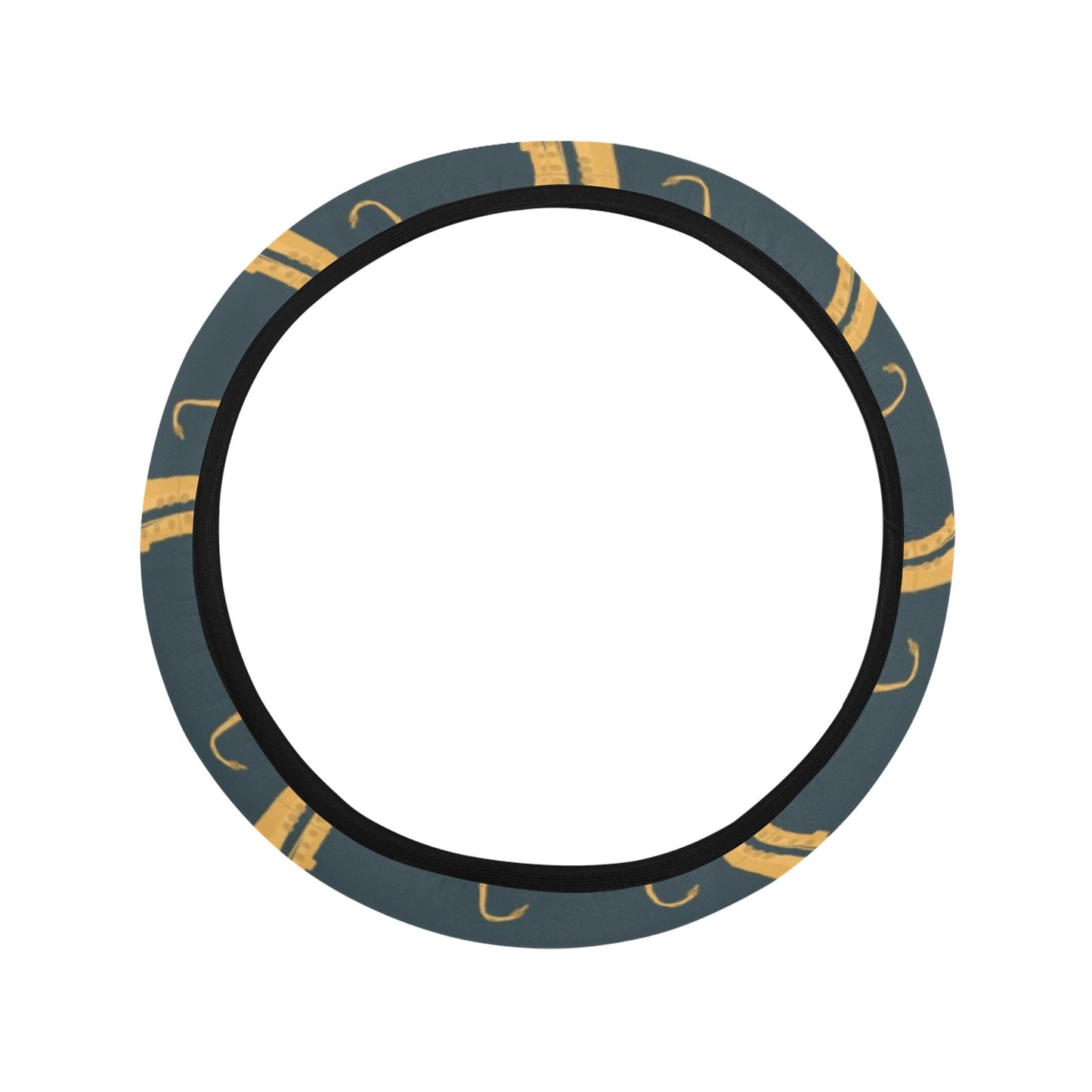 Saxophone Print Design LKS401 Steering Wheel Cover with Elastic Edge