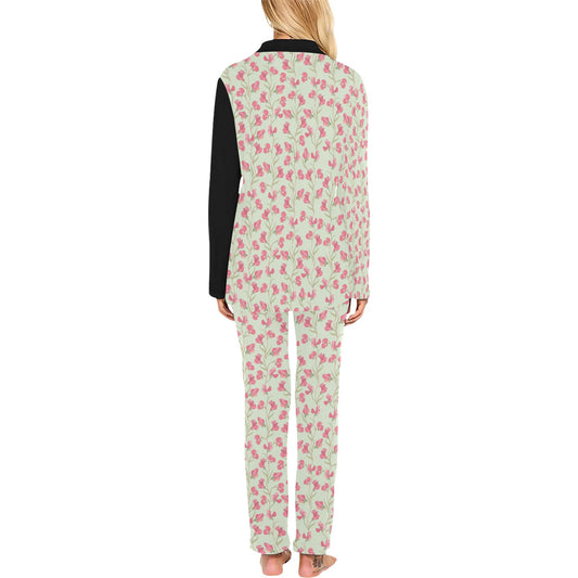 Sweet Pea Print Design LKS301 Women's Long Pajama Set