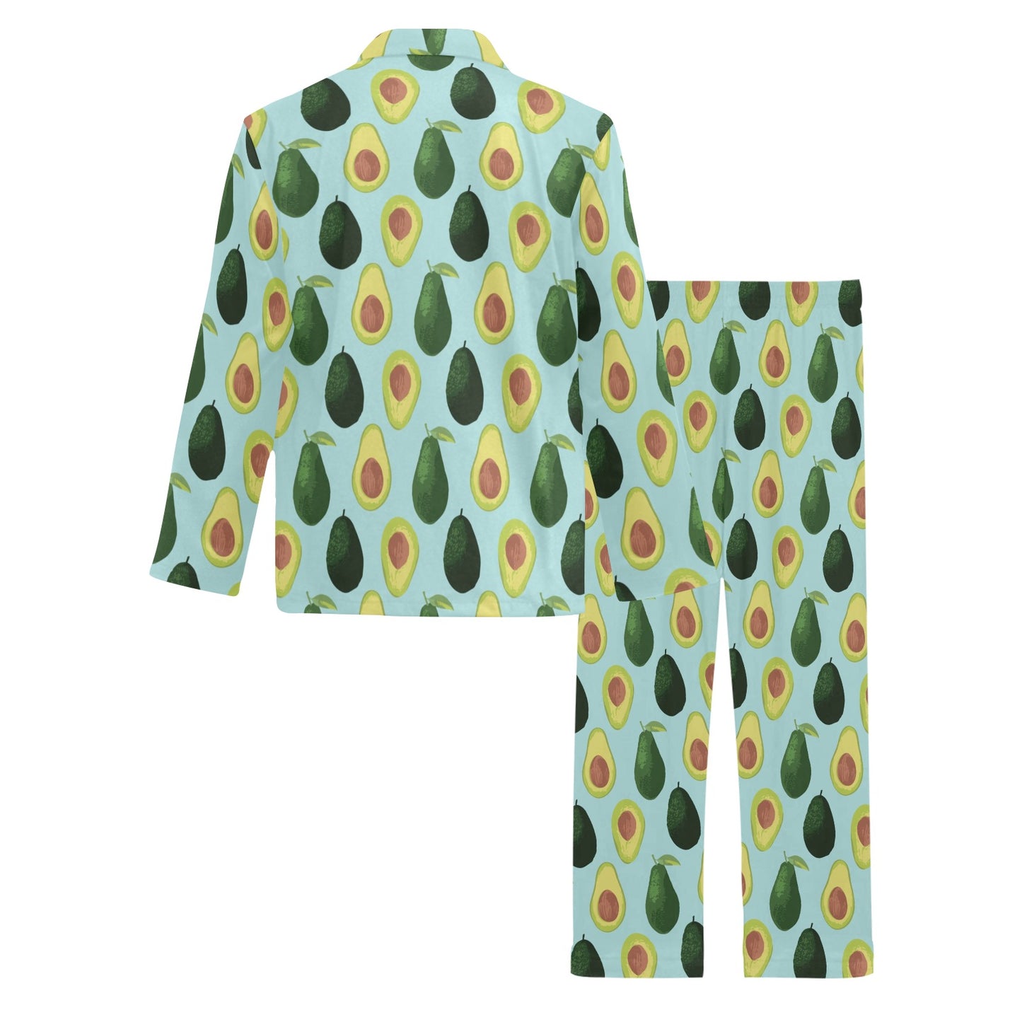 Avocado Pattern Print Design 04 Men's Long Pajama Set