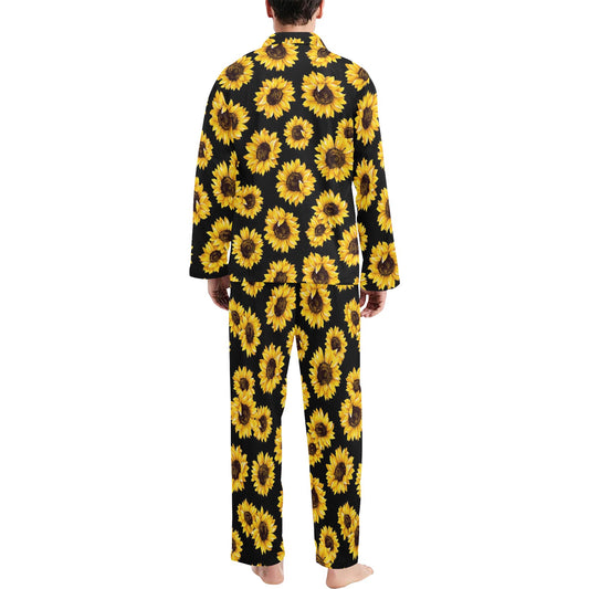 Sunflower Pattern Print Design SF05 Men's Long Pajama Set