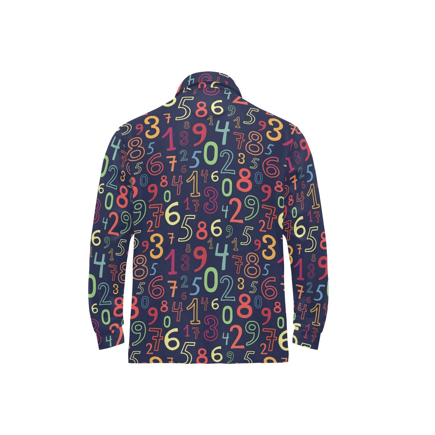Number Pattern Print Design A01 Long Sleeve Polo Shirt For Men's