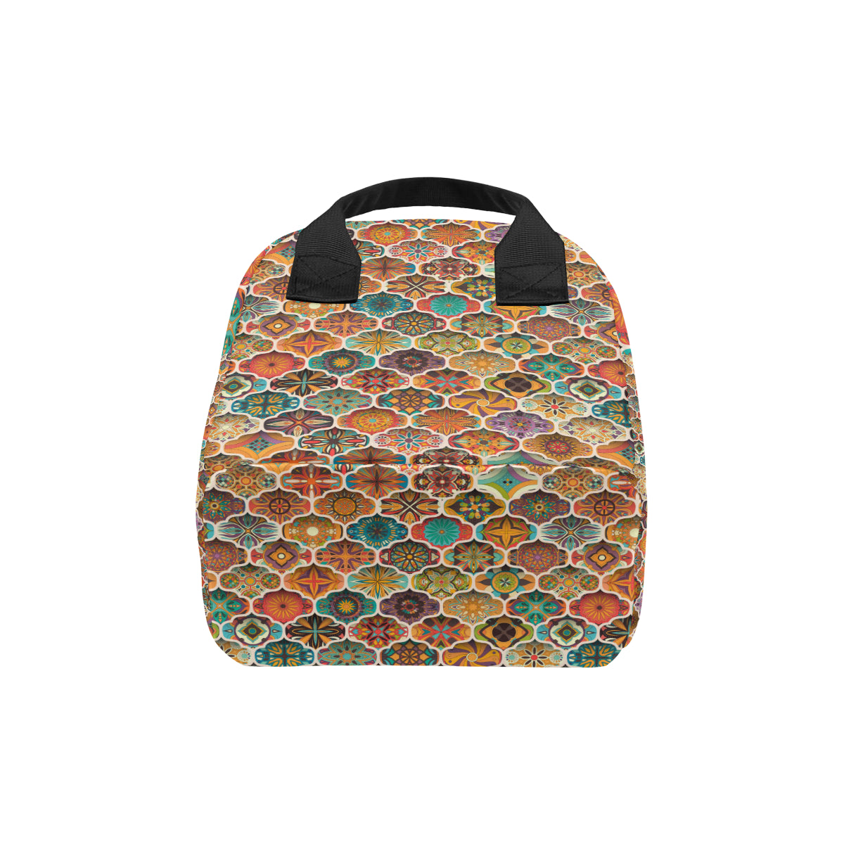Mandala Mosaic Themed Design Print Insulated Lunch Bag