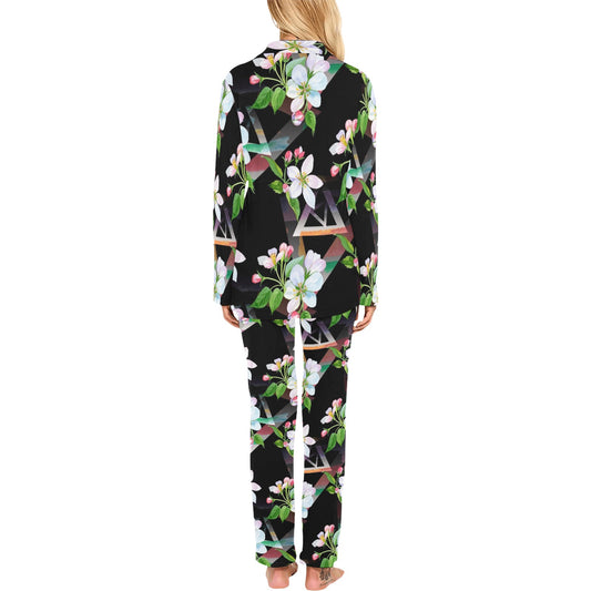 Apple blossom Pattern Print Design AB07 Women's Long Pajama Set