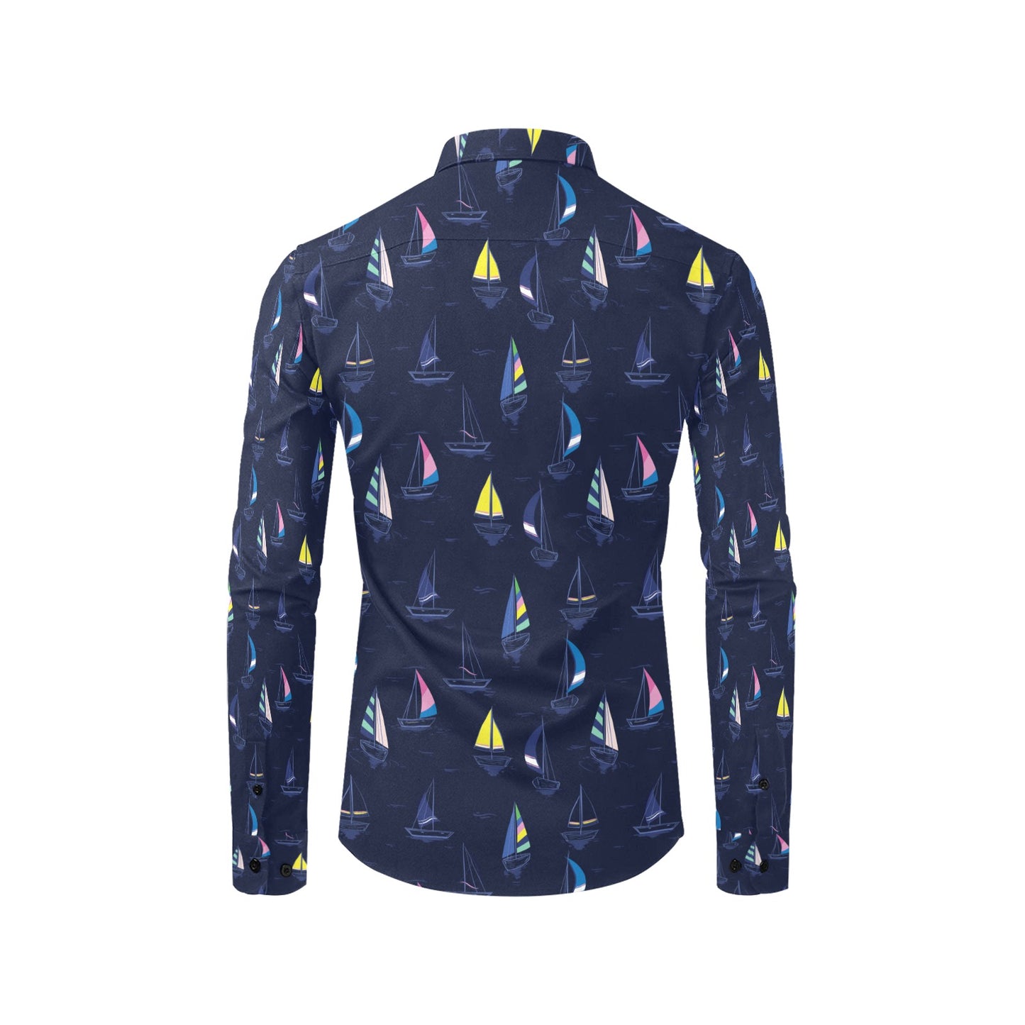 Sailboat Print Design LKS305 Men's Long Sleeve Dress Shirt