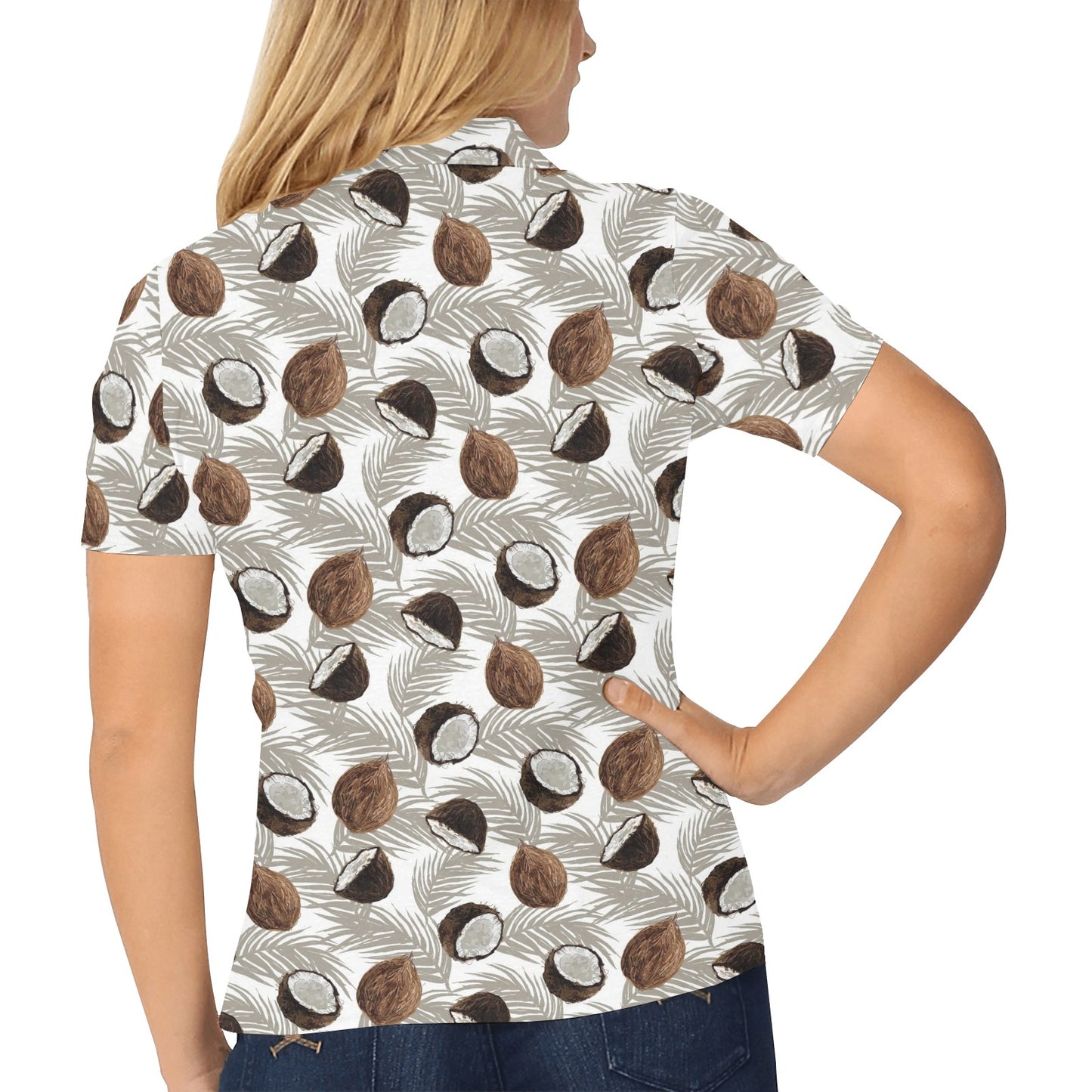 Coconut Pattern Print Design CN03 Women's Polo Shirt