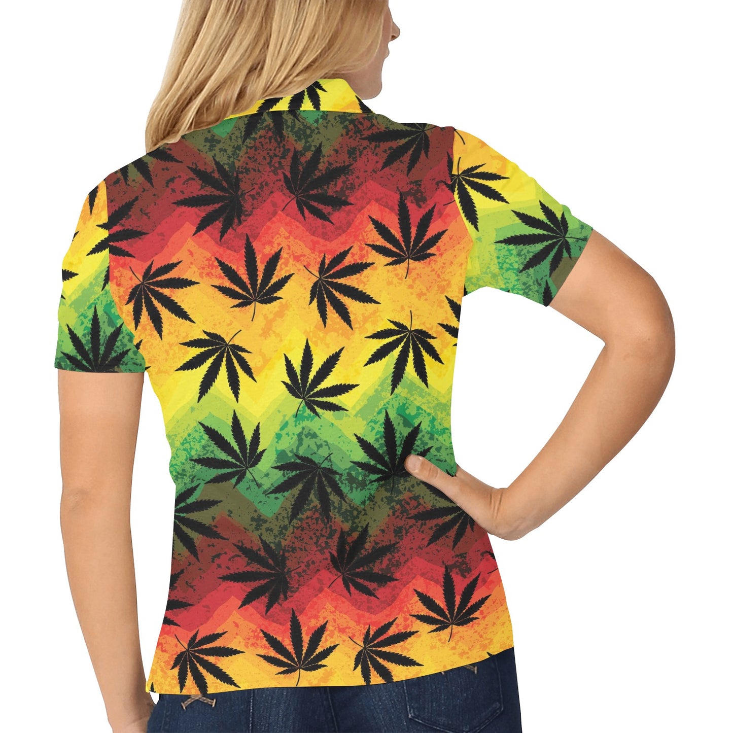 Rasta Pattern Print Design A02 Women's Polo Shirt