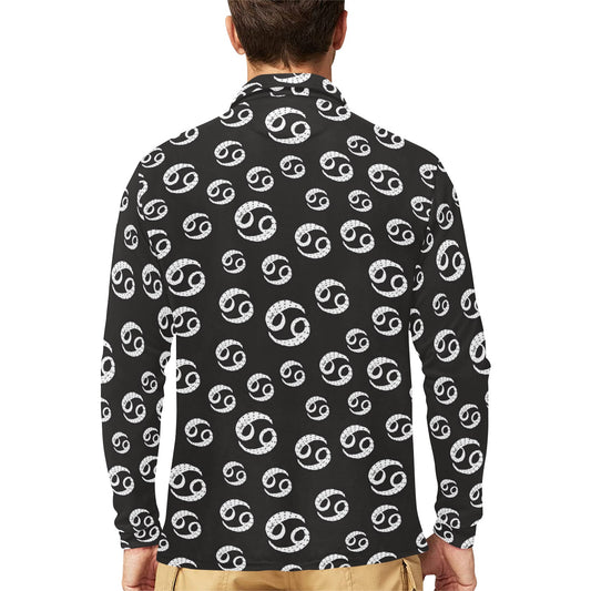 Cancer Zodiac Pattern Print Design 02 Long Sleeve Polo Shirt For Men's