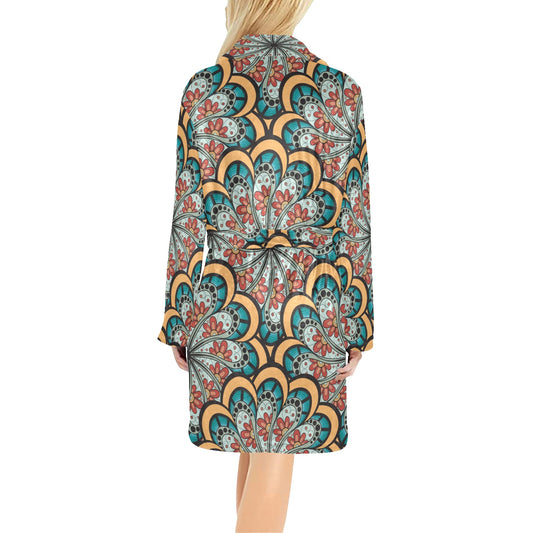 Mandala Pattern Print Design 01 Women's Fleece Robe