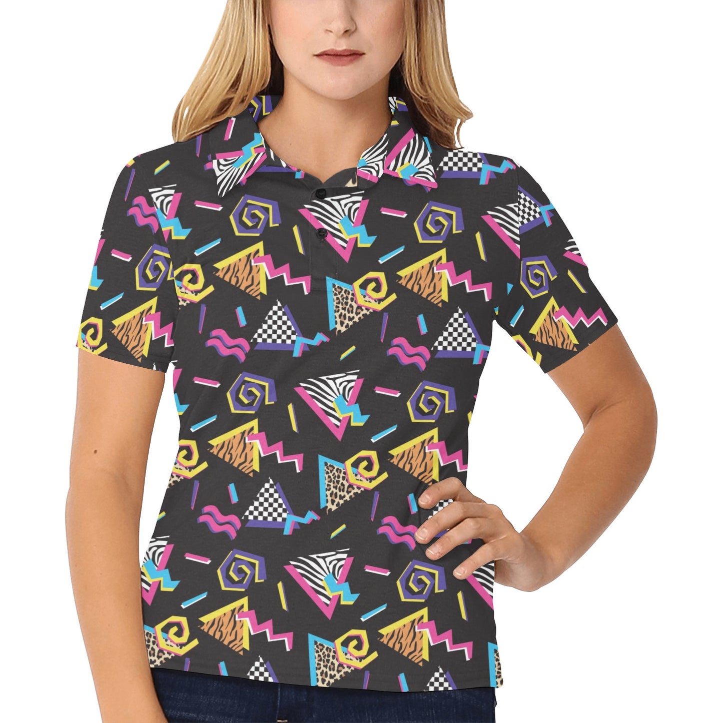 80s Pattern Print Design 3 Women's Polo Shirt