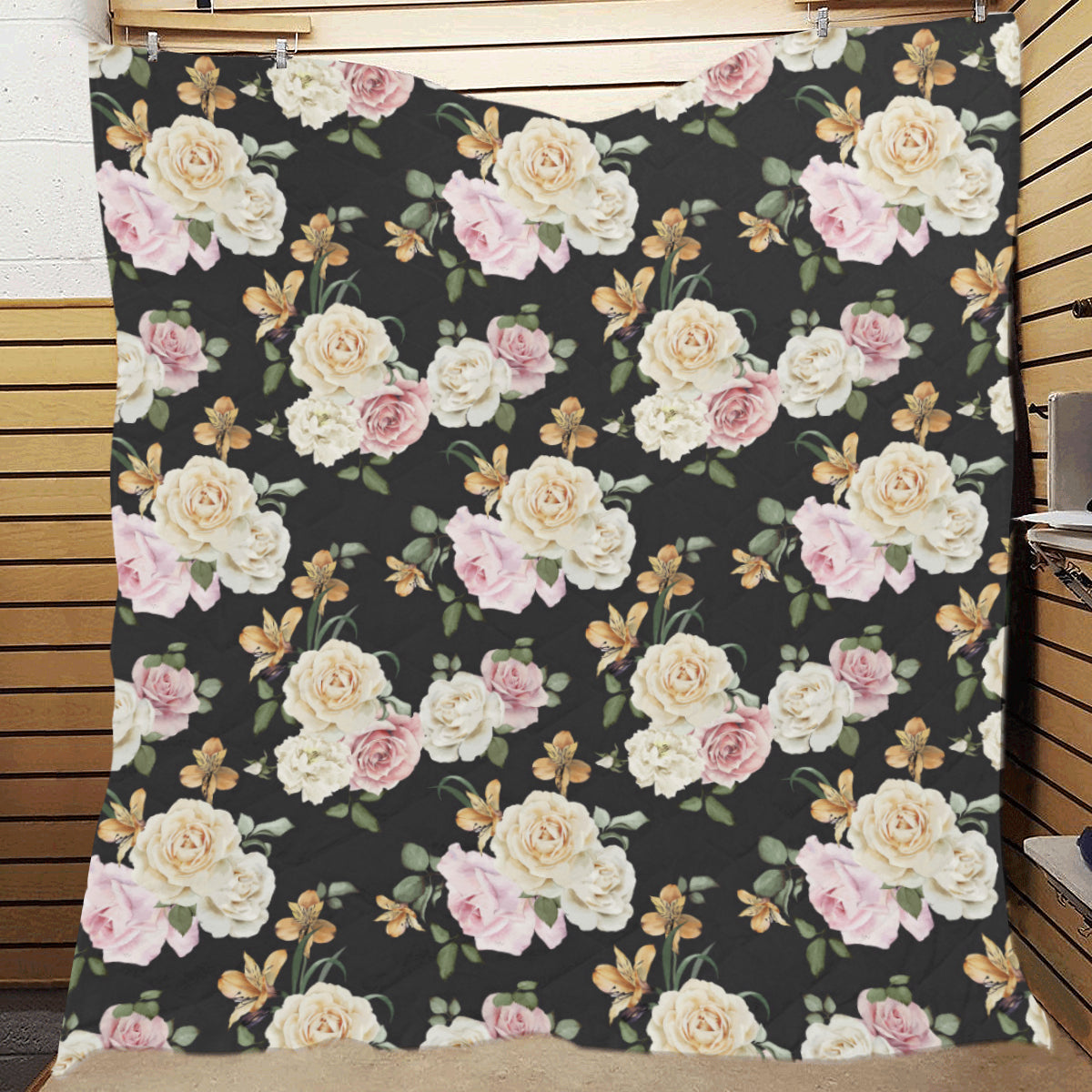 Rose Pattern Print Design A01 Premium Quilt