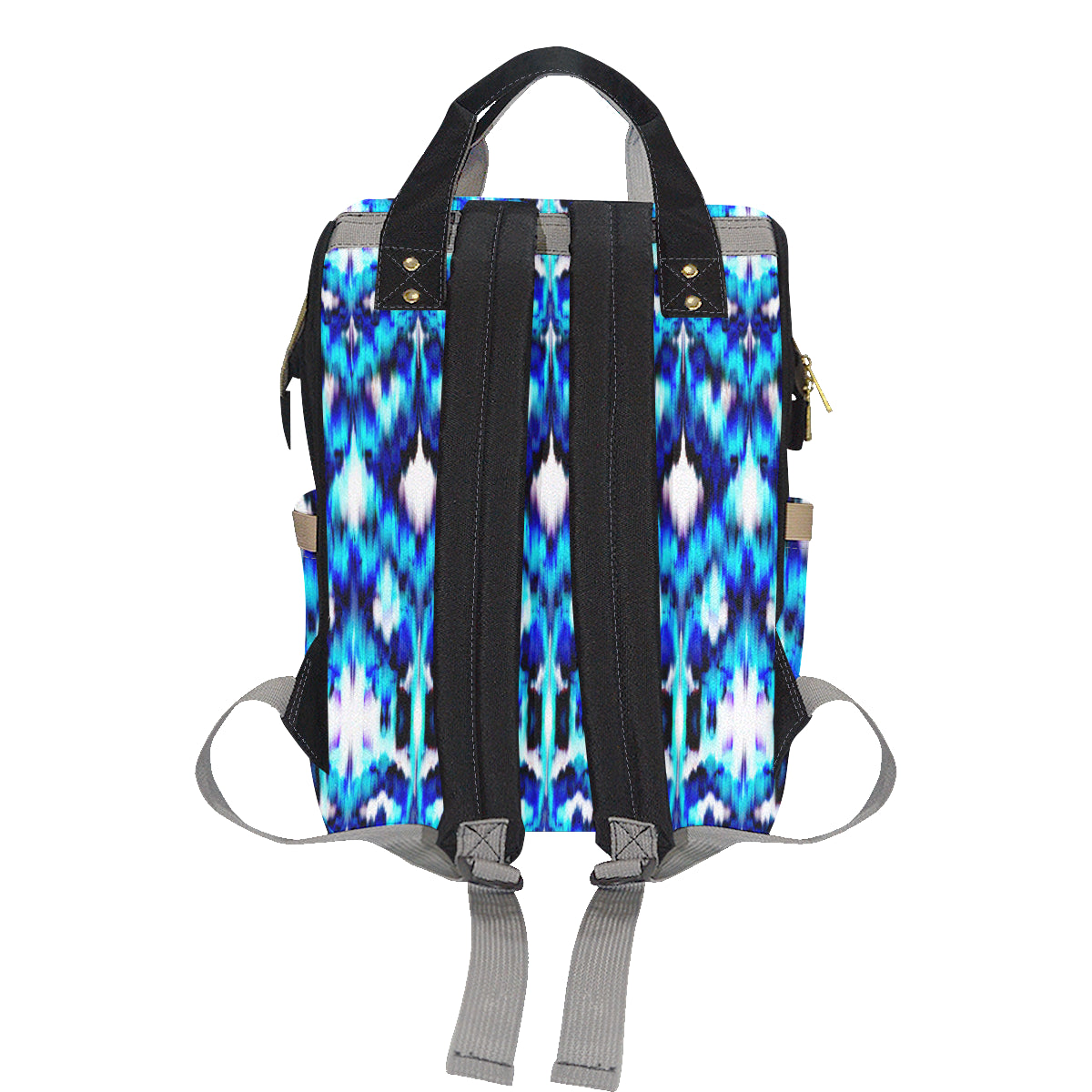 Ikat Blue Pattern Print Design 01 Diaper Bag Backpack