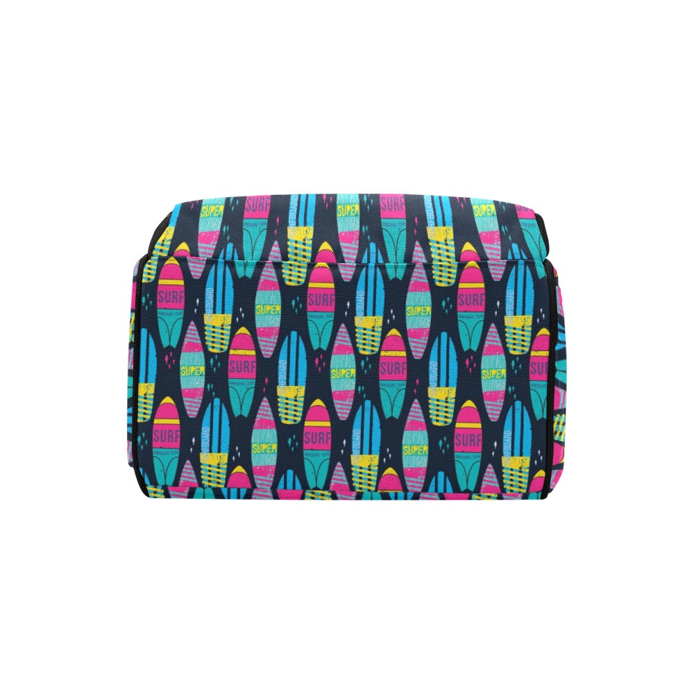 Surfboard Colorful Print Design LKS302 Diaper Bag Backpack