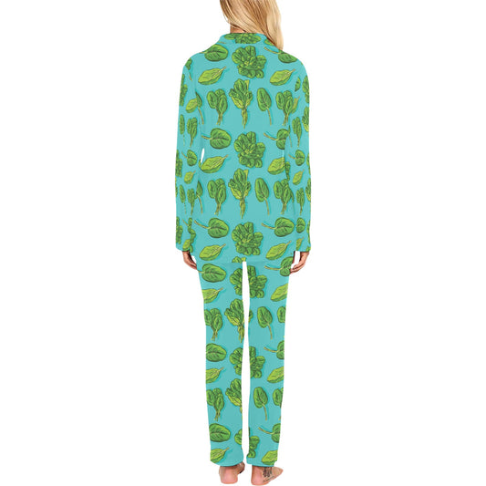 Spinach Print Design LKS301 Women's Long Pajama Set
