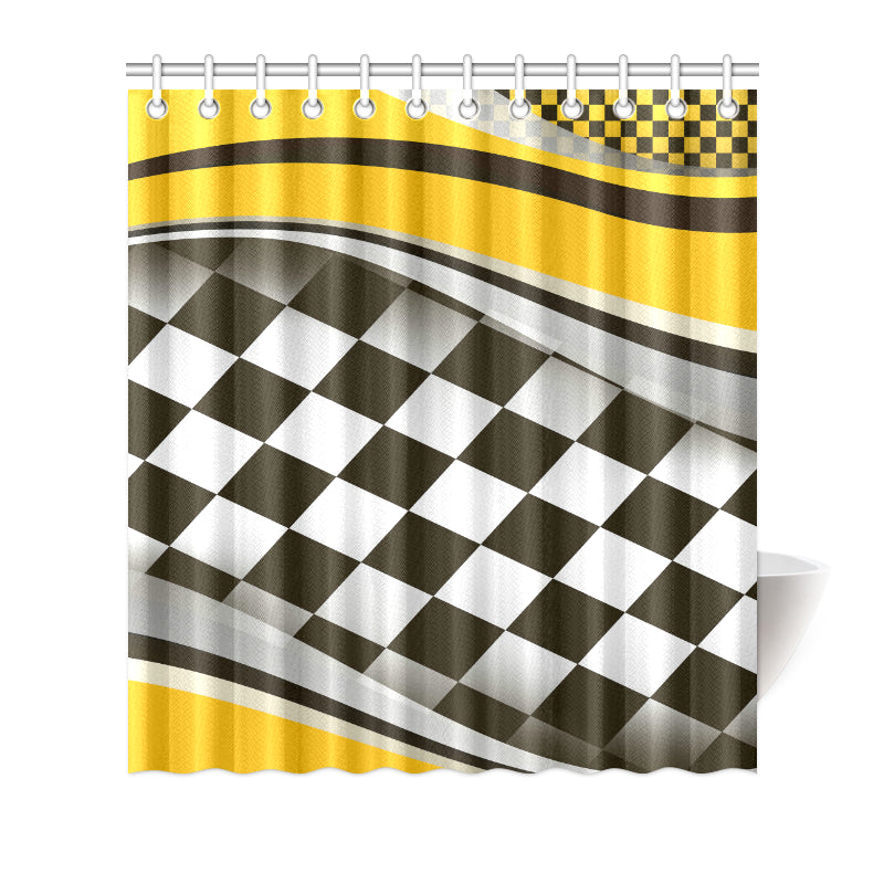 Checkered Flag Racing Style Shower Curtain