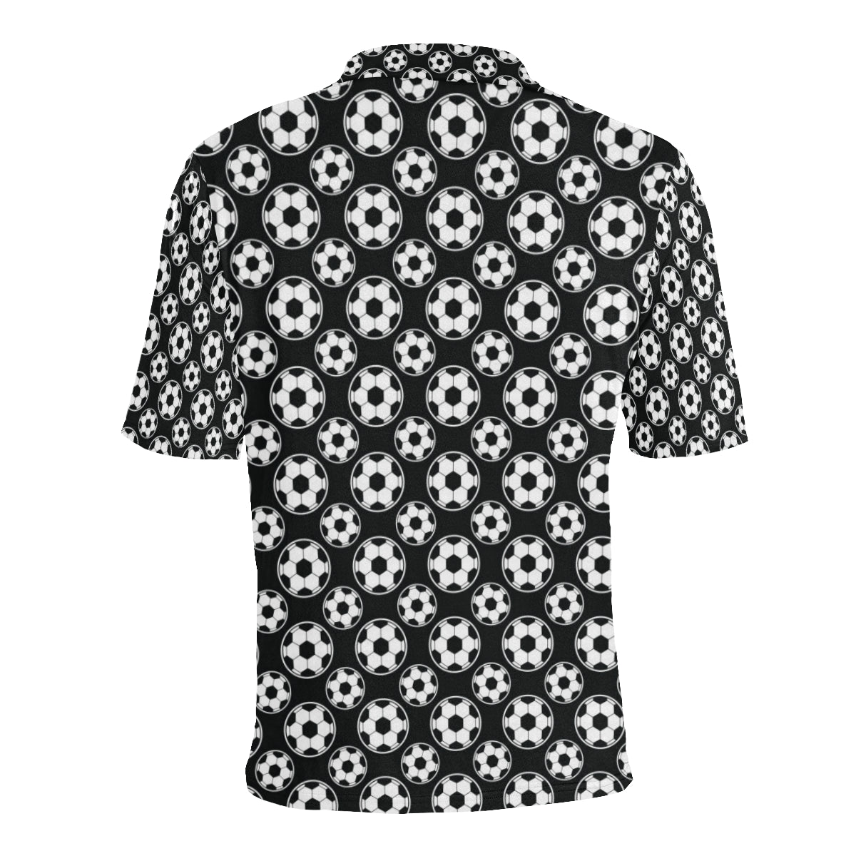 Soccer Ball Black Print Pattern Men Polo Shirt