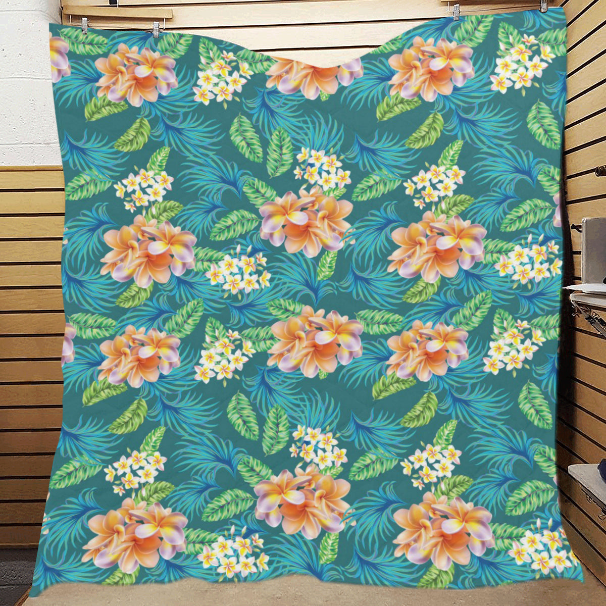 Plumeria Tropical Flower Design Print Premium Quilt