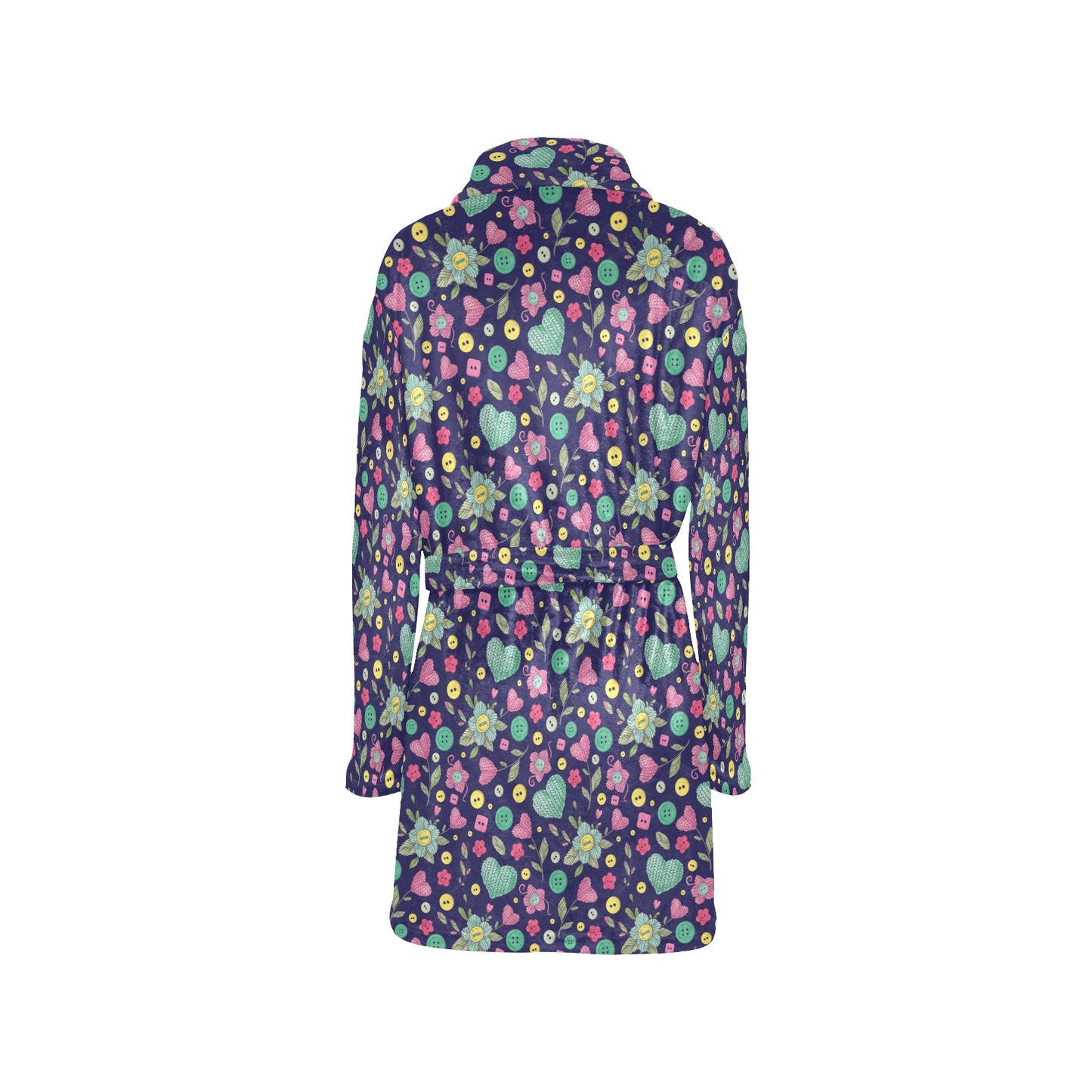 Crochet Pattern Print Design 02 Women's Fleece Robe
