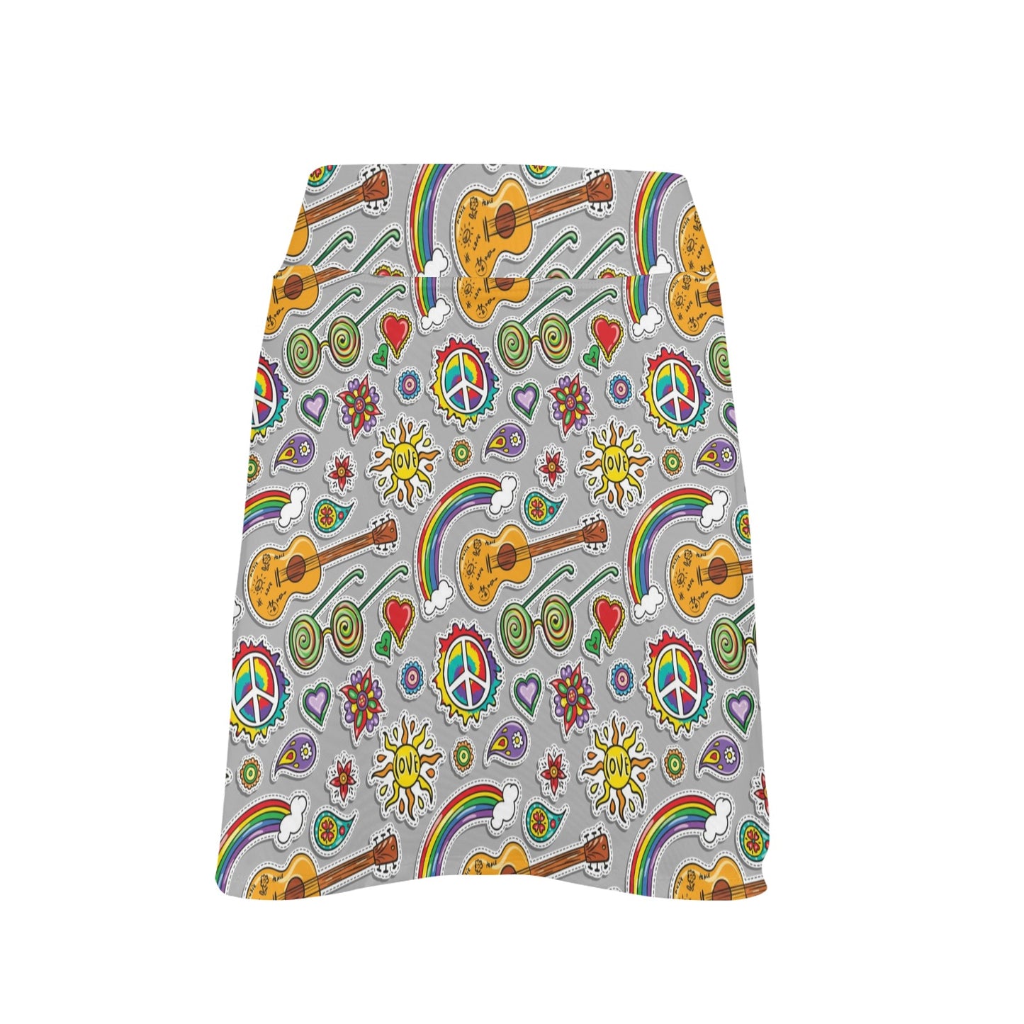 Hippie Print Design LKS306 Women's Golf Skirt with Pocket