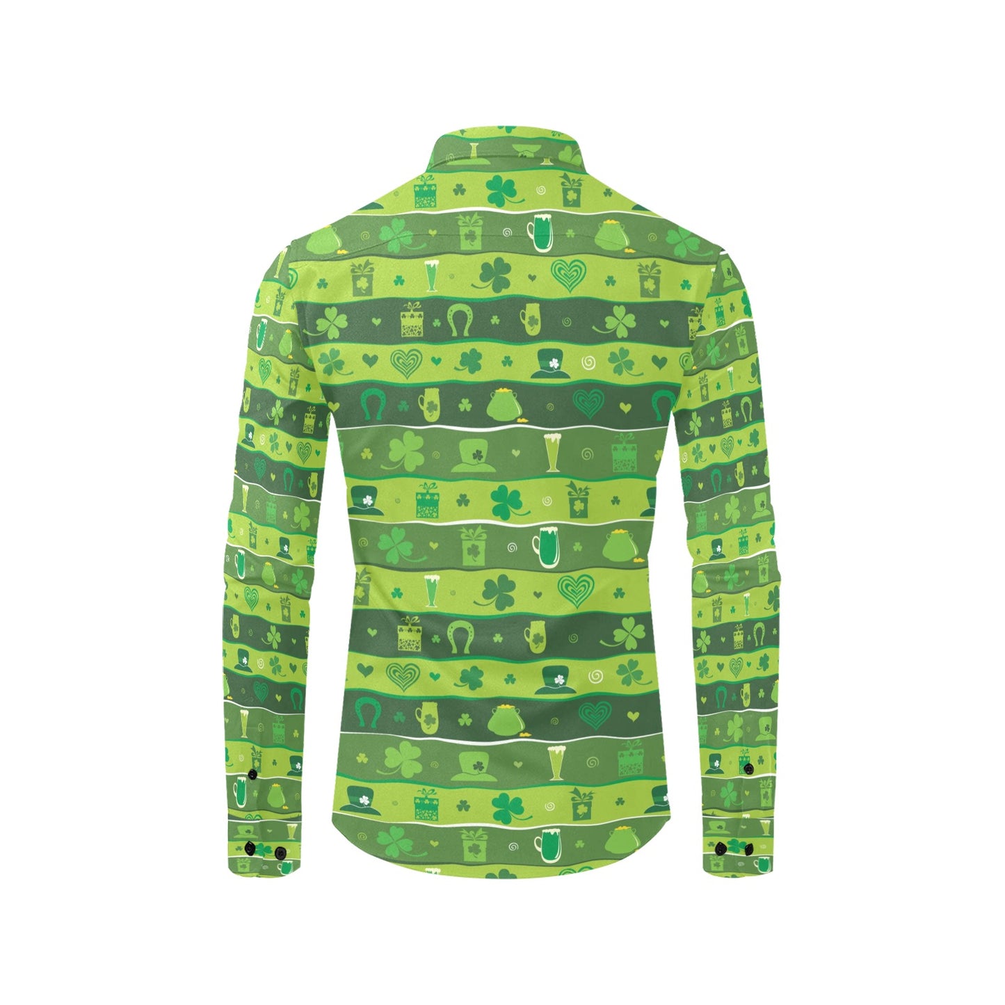 Shamrock Print Design LKS303 Men's Long Sleeve Dress Shirt