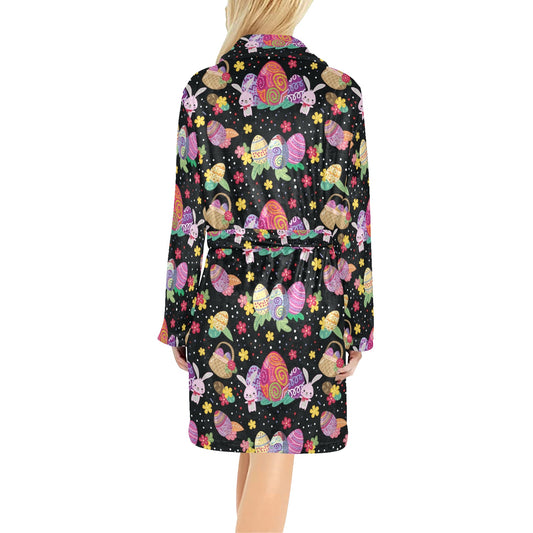 Easter Eggs Pattern Print Design RB06 Women's Fleece Robe