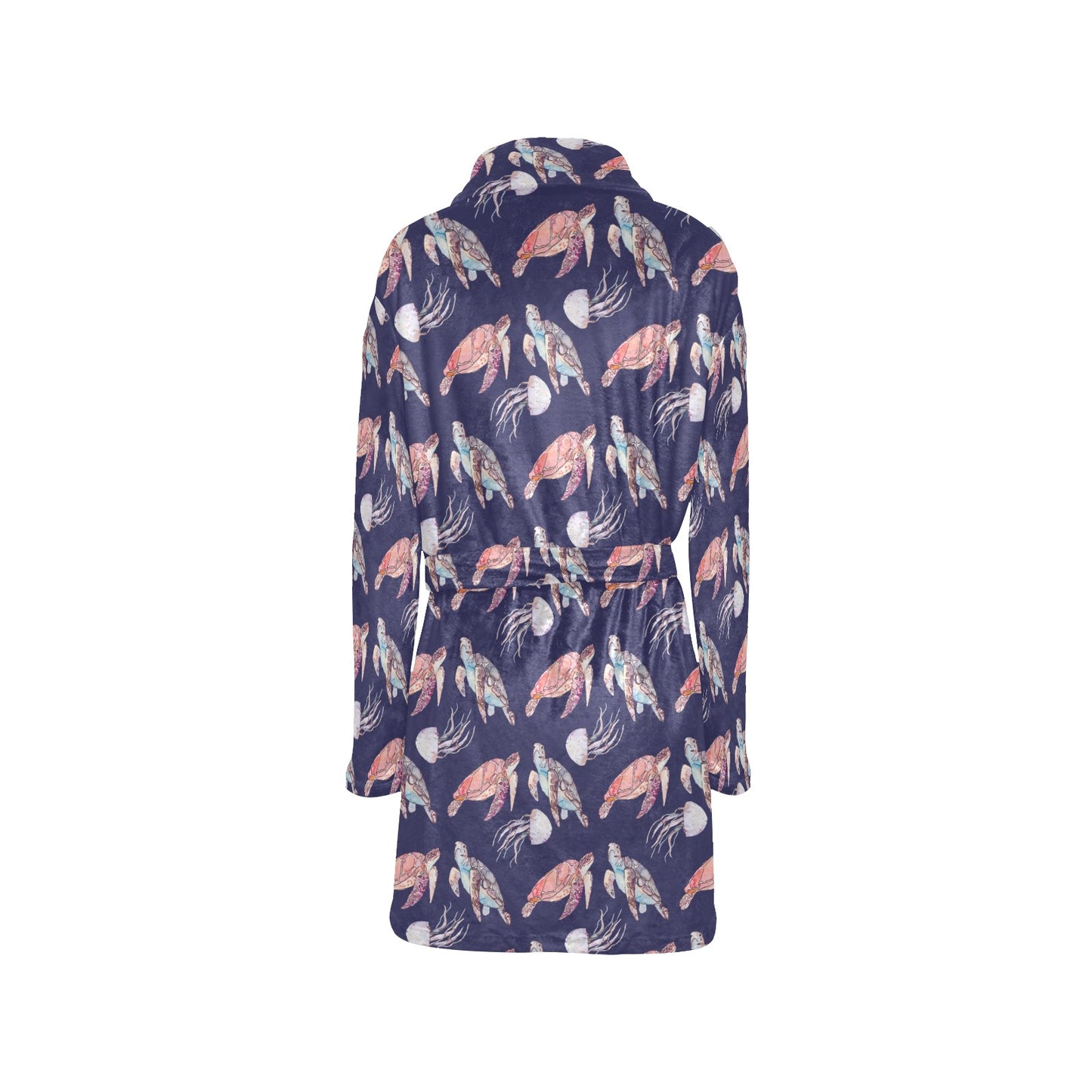 Sea Turtle With Jelly Fish Print Design LKS301 Women's Fleece Robe