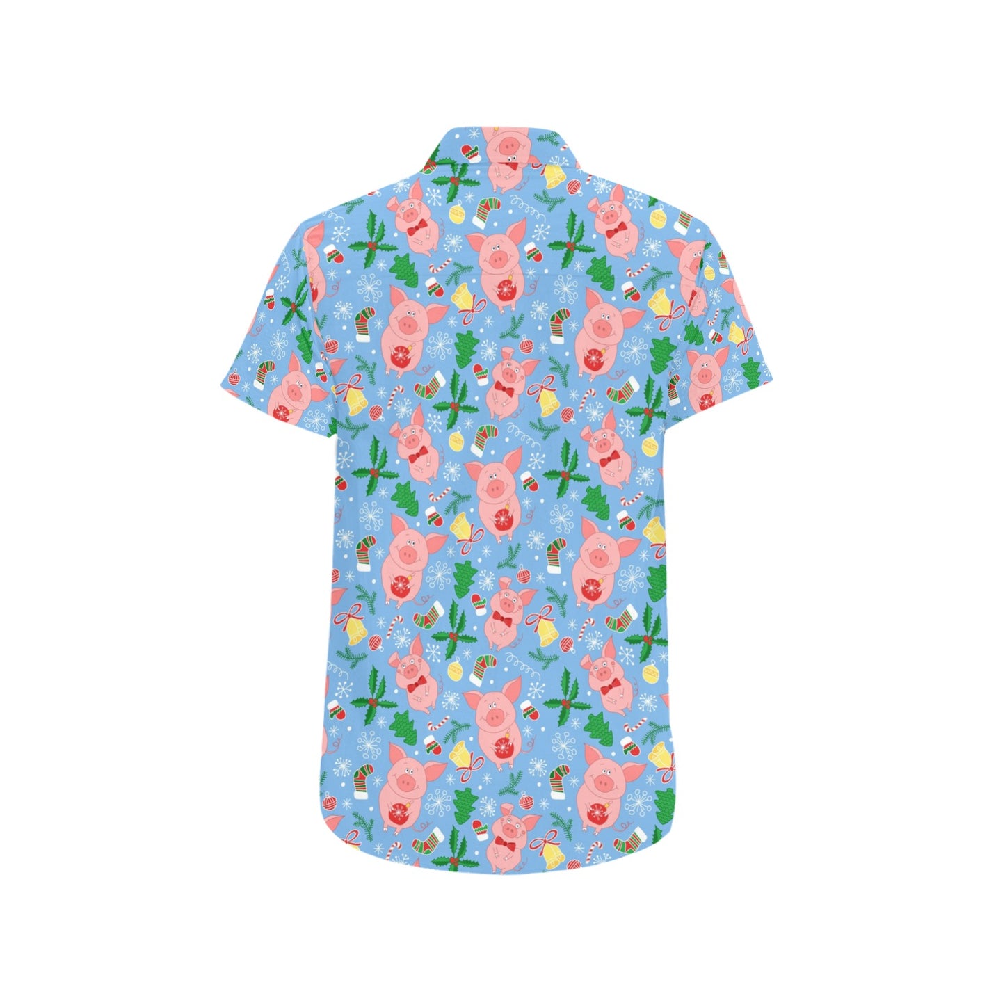 Pig Print Design LKS404 Men Short Sleeve Button Up Shirt