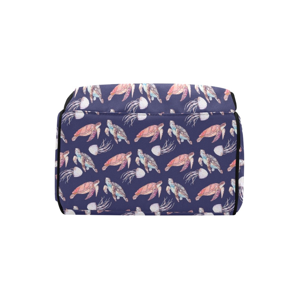 Sea Turtle With Jelly Fish Print Design LKS301 Diaper Bag Backpack