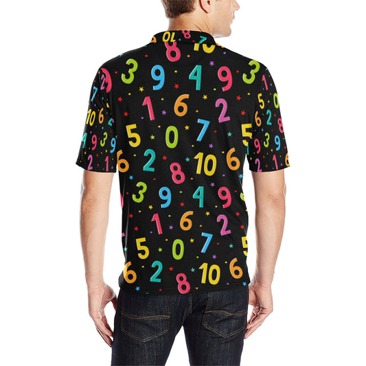 Number Pattern Print Design A04 Men Polo Shirt