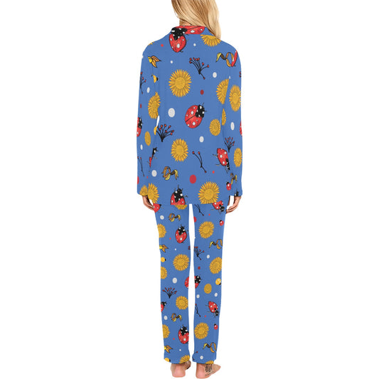 Ladybug Pattern Print Design 05 Women's Long Pajama Set