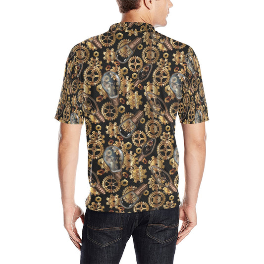 Steampunk Lightbulb Print Design LKS304 Men Polo Shirt