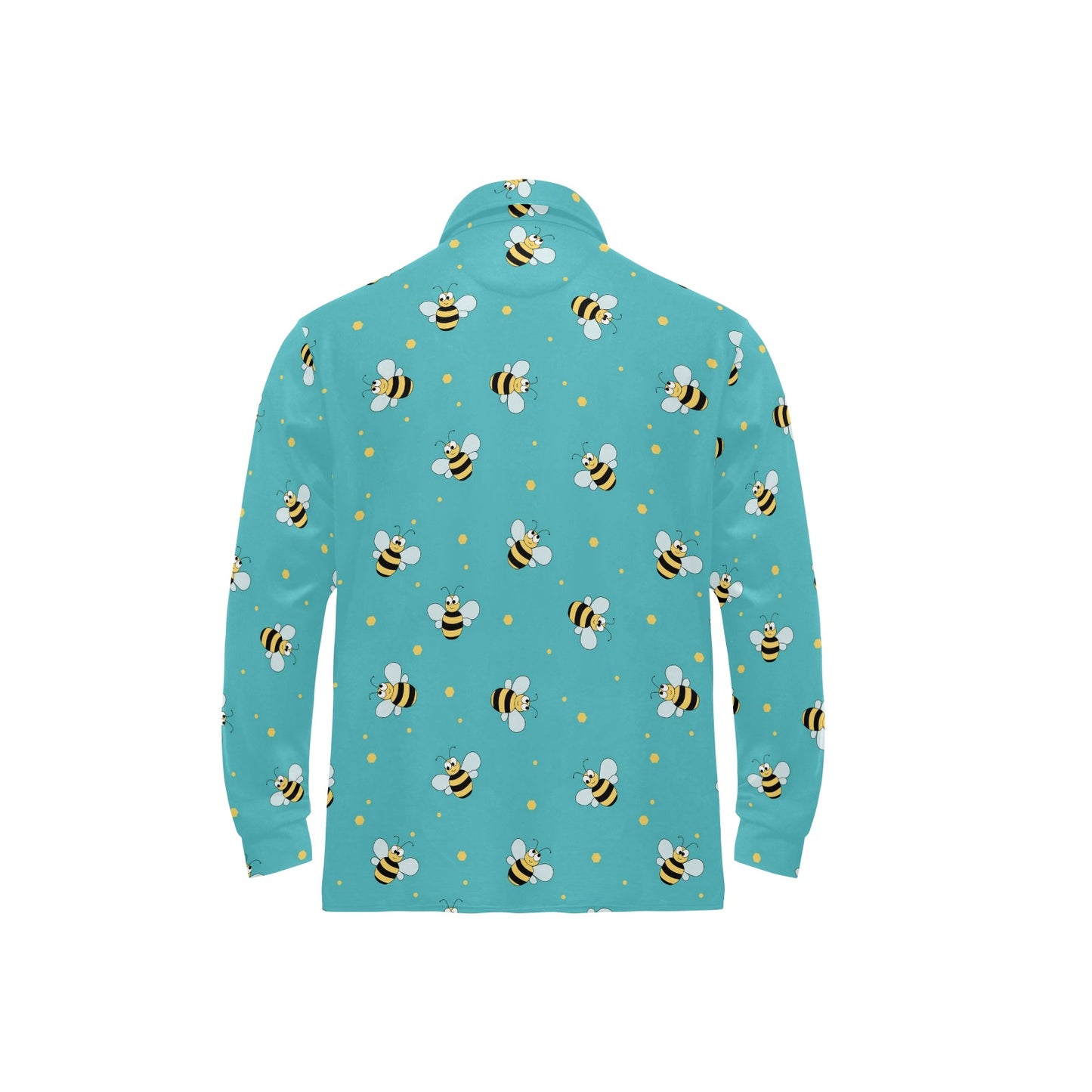Bee With Dot Print Design LKS309 Long Sleeve Polo Shirt For Men's