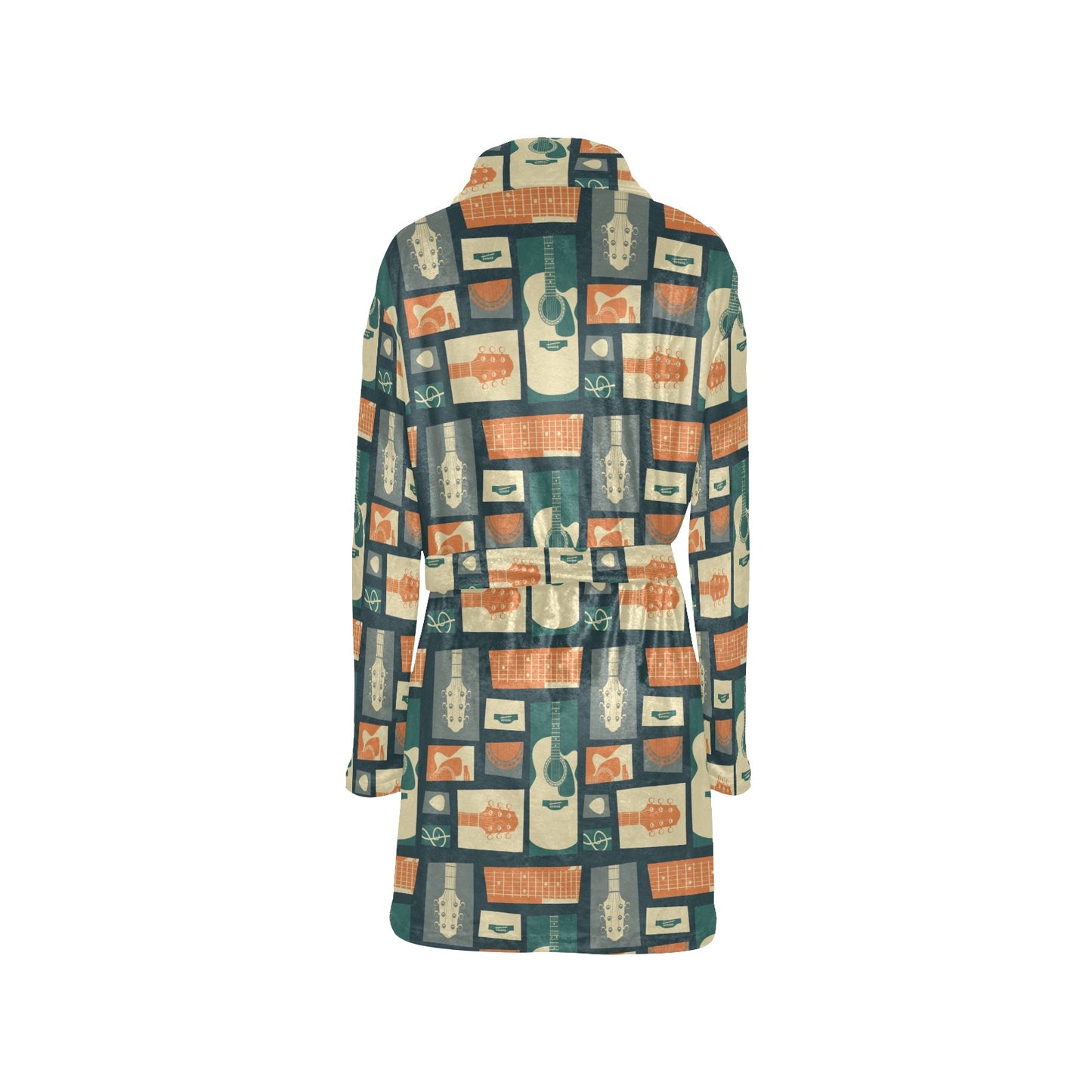 Acoustic Guitar Pattern Print Design 02 Women's Fleece Robe