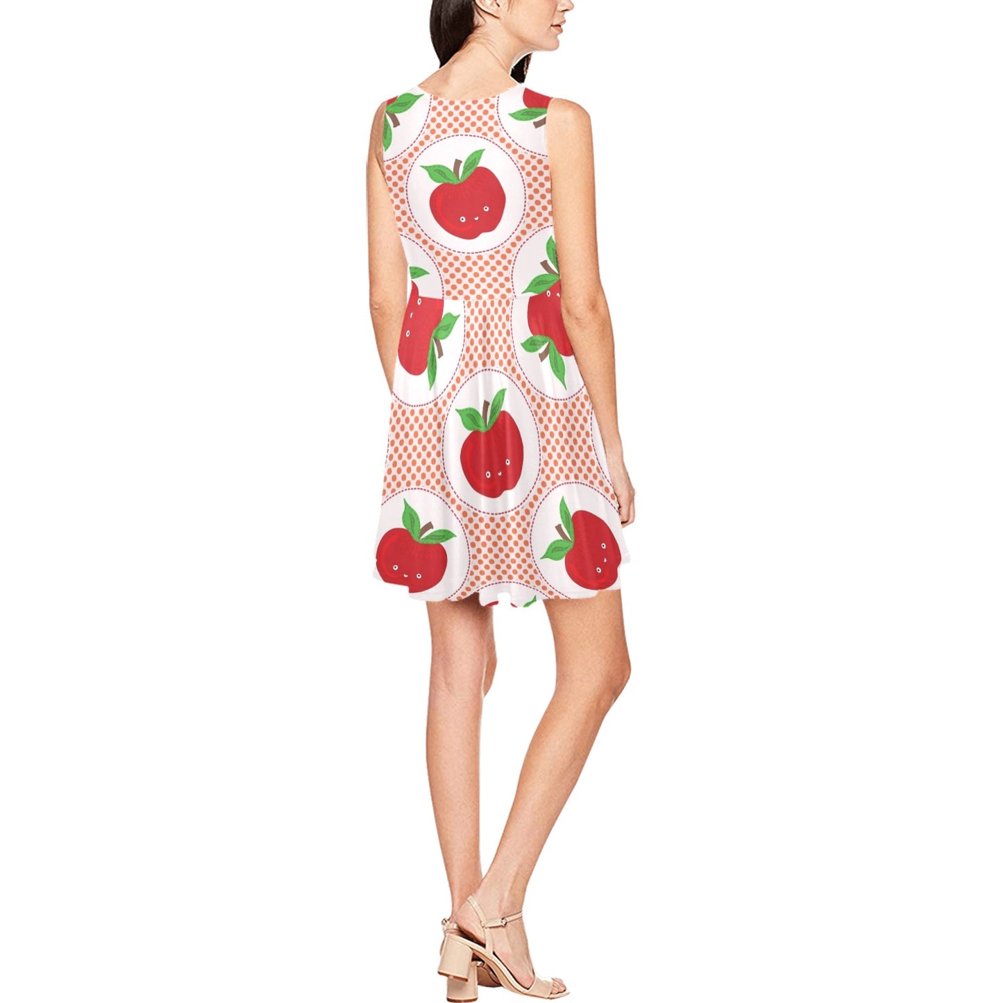 Apple Pattern Print Design AP08 Sleeveless Dress