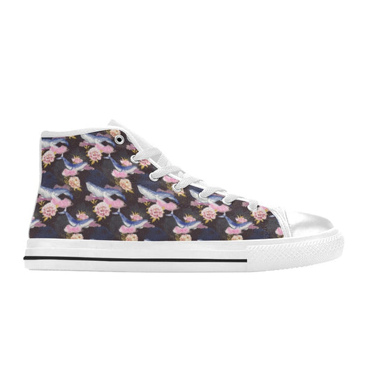 Blue Whale Print Design LKS401 Men's High Top Canvas Shoes