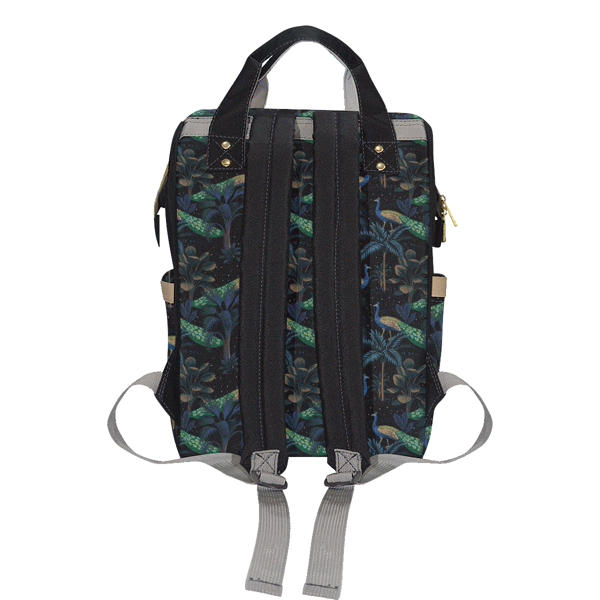 Rainforest Peacock Pattern Print Design A04 Diaper Bag Backpack