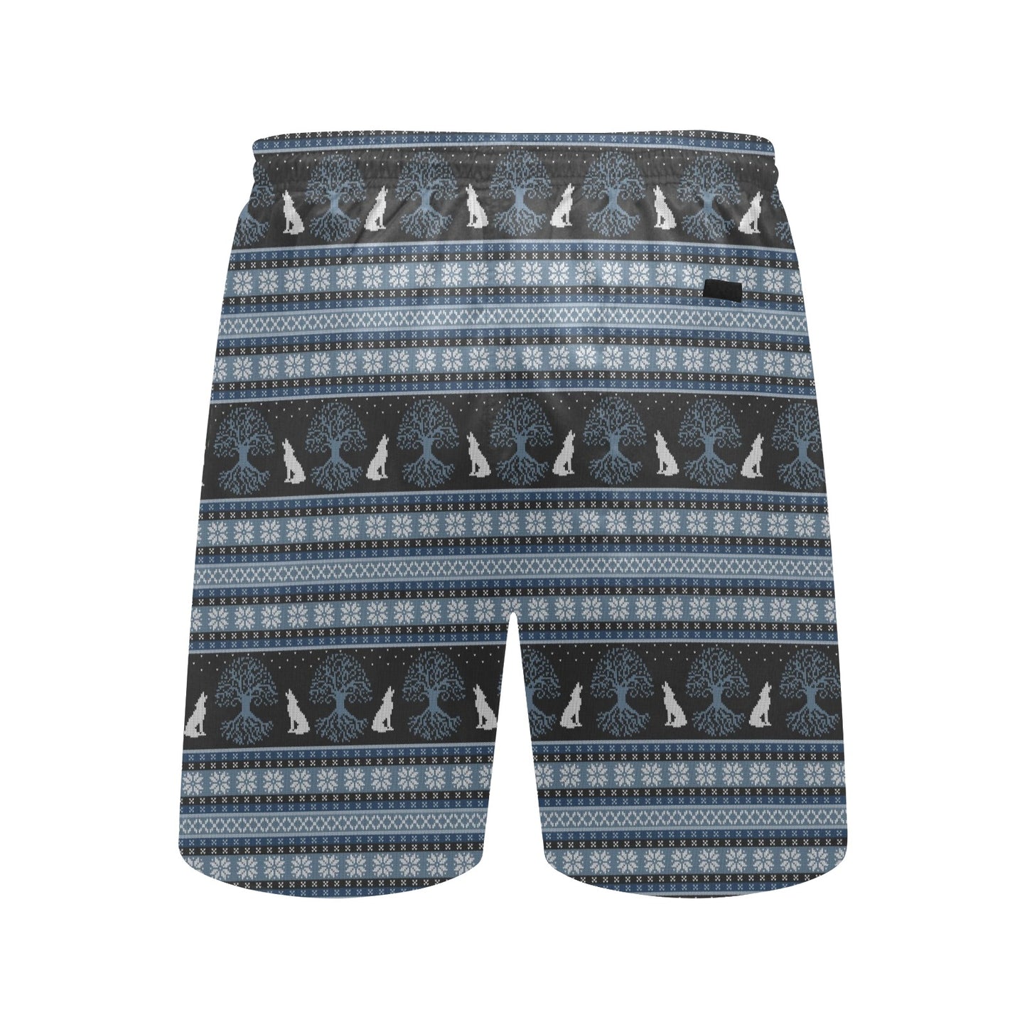 Wolf Tree of Life Knit Design Print Men's Swim Trunks Beach Shorts