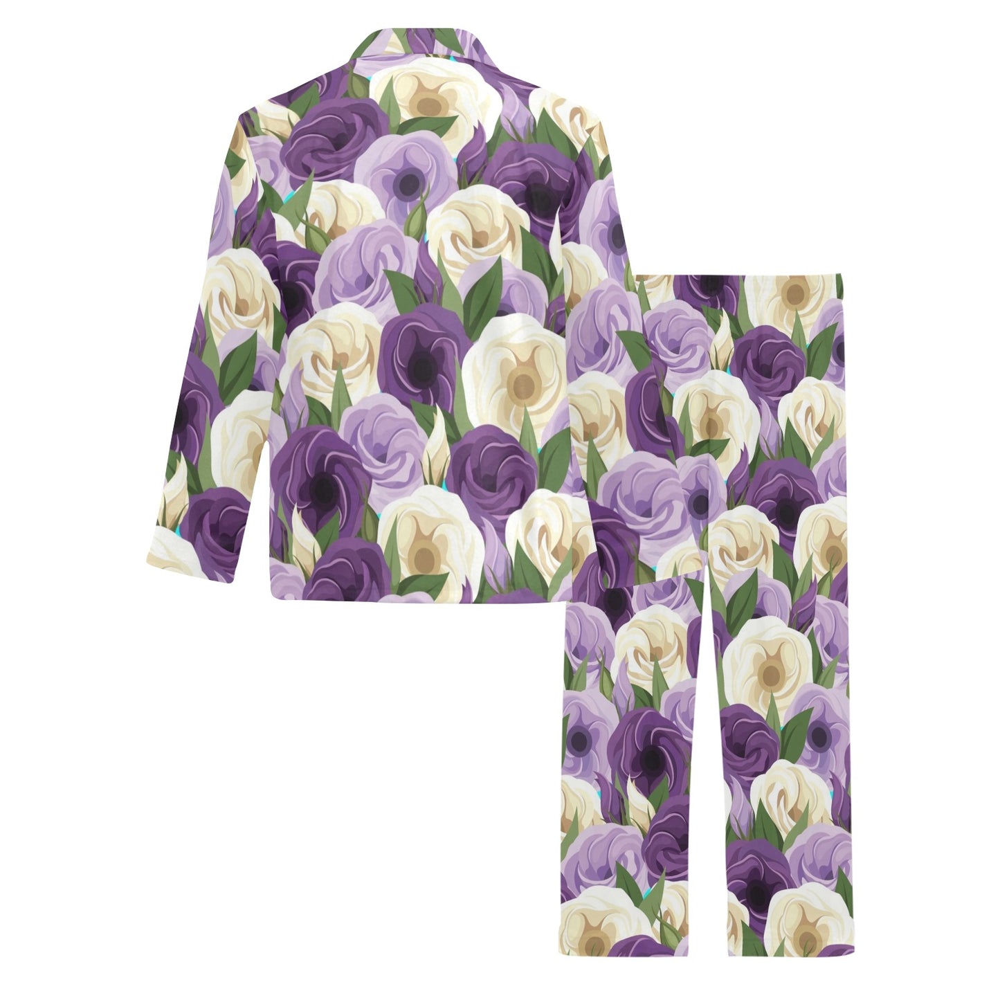 Lisianthus Pattern Print Design LT01 Men's Long Pajama Set